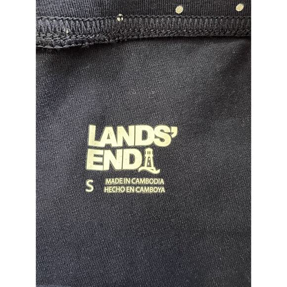 Lands End Pants Womens Small Navy Blue White Polka Dot Cropped Capris Stretch - Picture 3 of 5